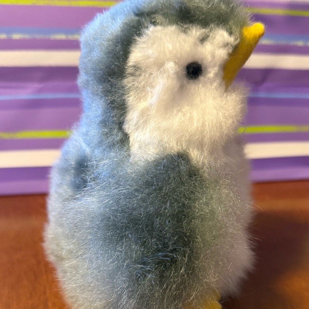 Plush Penguin Toy - from alpaca fur very soft Gray and White 7”